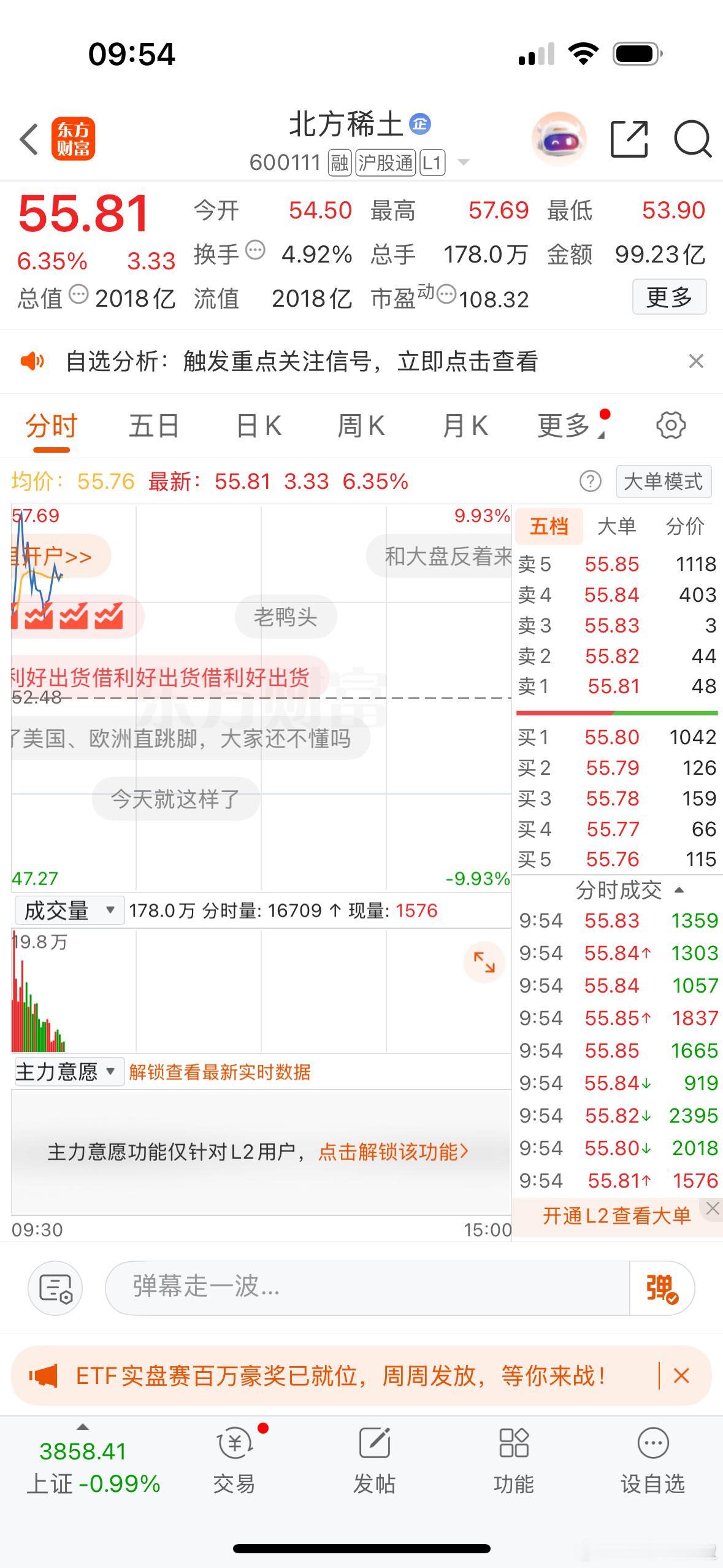 $北方稀土 sh600111$ 凯美特气都涨停了，你也要加油[不愧是你] ​​​