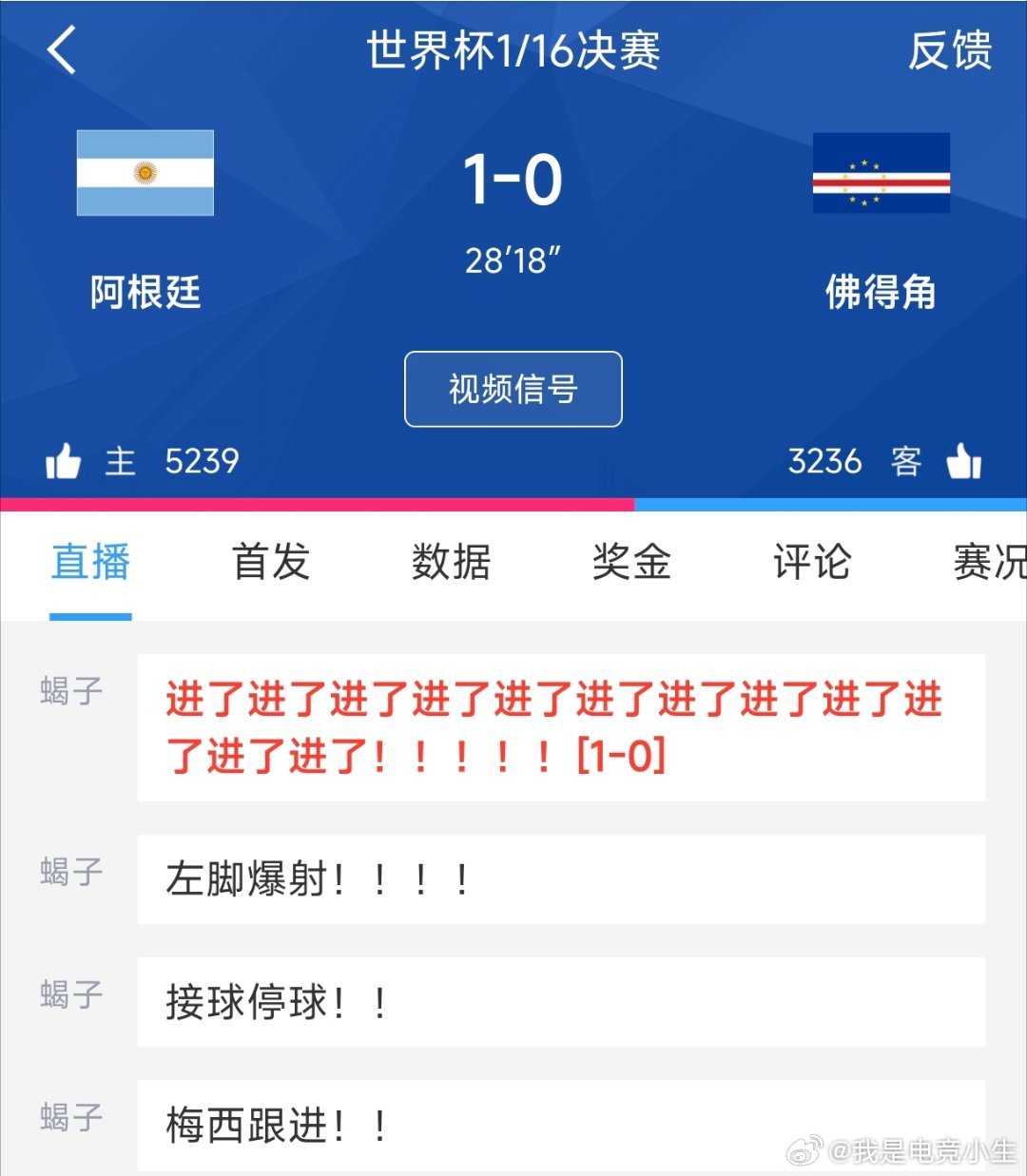 阿根廷vs佛得角还是梅西，上半场破门！阿根廷1比0领先佛得角！大v观赛团