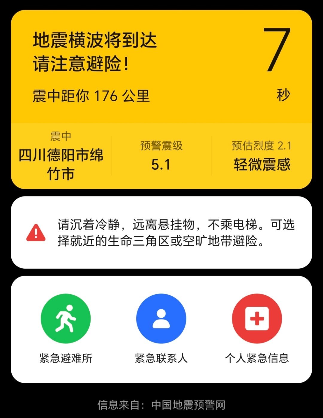 最近四川地震好多啊，刚刚德阳绵竹又地震了