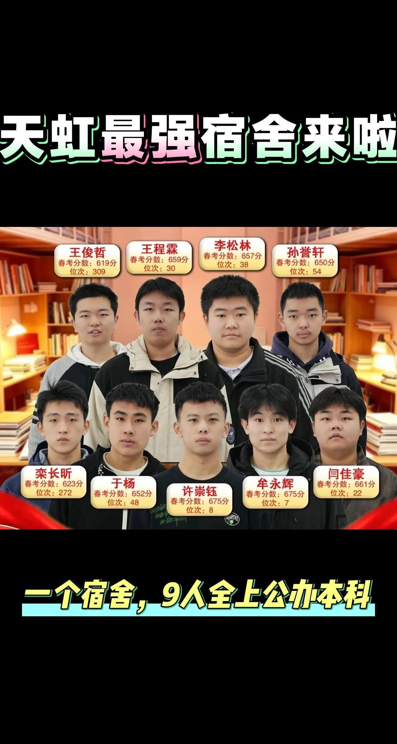最强宿舍！一个宿舍，9人全上公办本科！烟台天虹从不缺少有梦想的人！