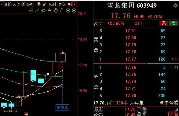 $雪龙集团 sh603949$ 今日关注，17.3附近参与，个人分享，仅供参考，