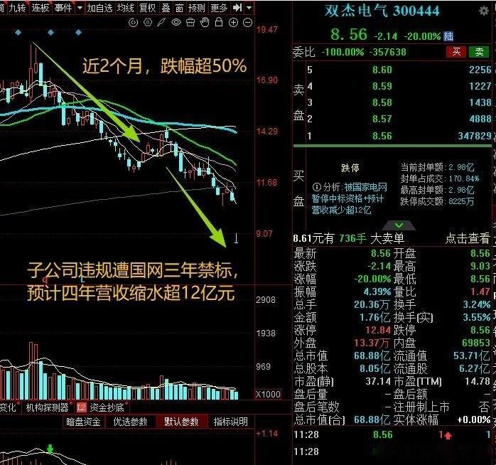 大A今天最惨的票已经诞生了！子公司"双杰新能"违规遭国网icon三年禁标，今天高