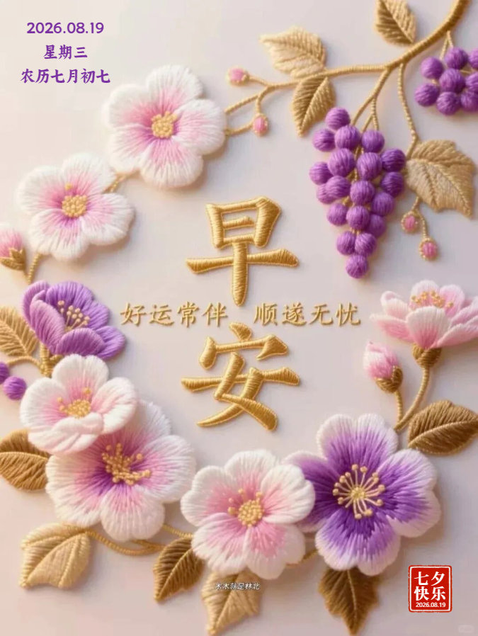 🌺💝天天纳福祥💖🌸💞²⁰²⁶/8.19. 七月初七☀️⛵️周三平安, 