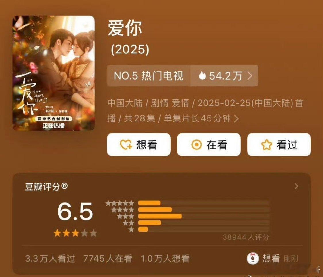 滤镜开分7.3，爱你开分6.5滤镜评分人数还挺多的。滤镜我感觉差不多7.5差不多