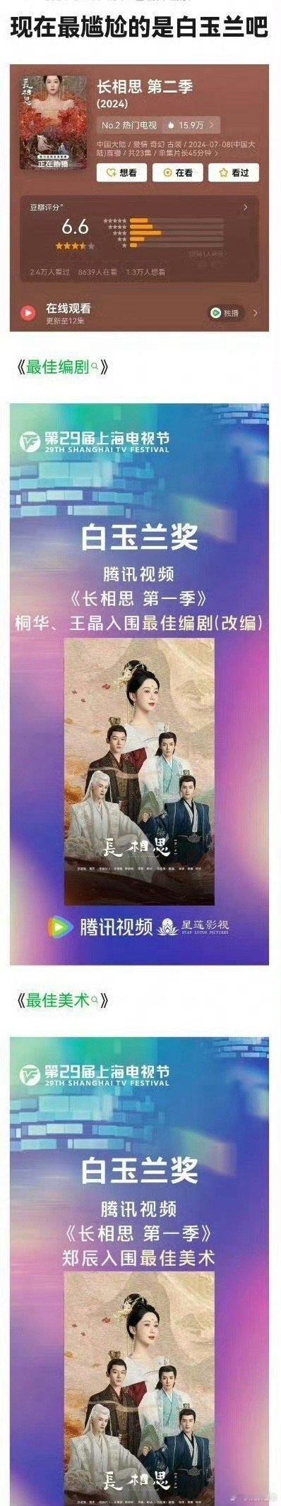 三万人评分提名白玉兰，还有比这更尴尬的吗 ​​​