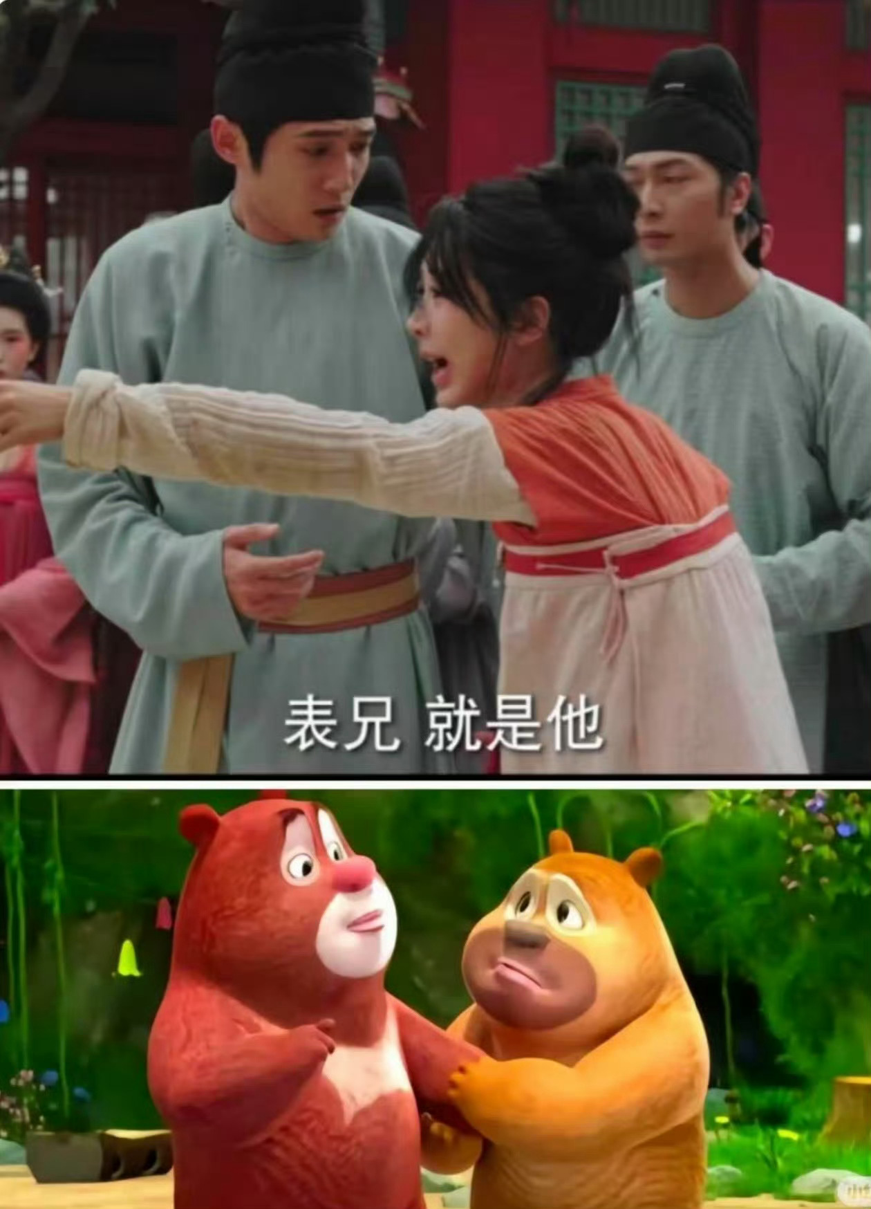 杨紫熊大熊二光头强合影  哈哈谁家女主是熊塑啊，没错，是国色芳华何惟芳！ 