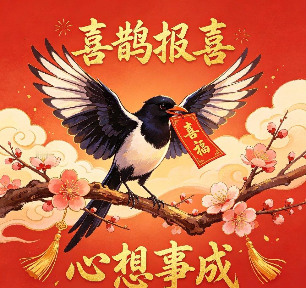 喜鹊报喜，心想事成，快来接！  