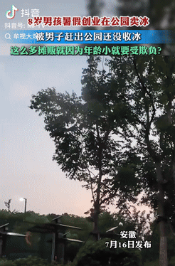 太欺负人了！安徽，一8岁男孩独自在公园创业卖冰棍，可没想到，却遭到一男子驱赶，本