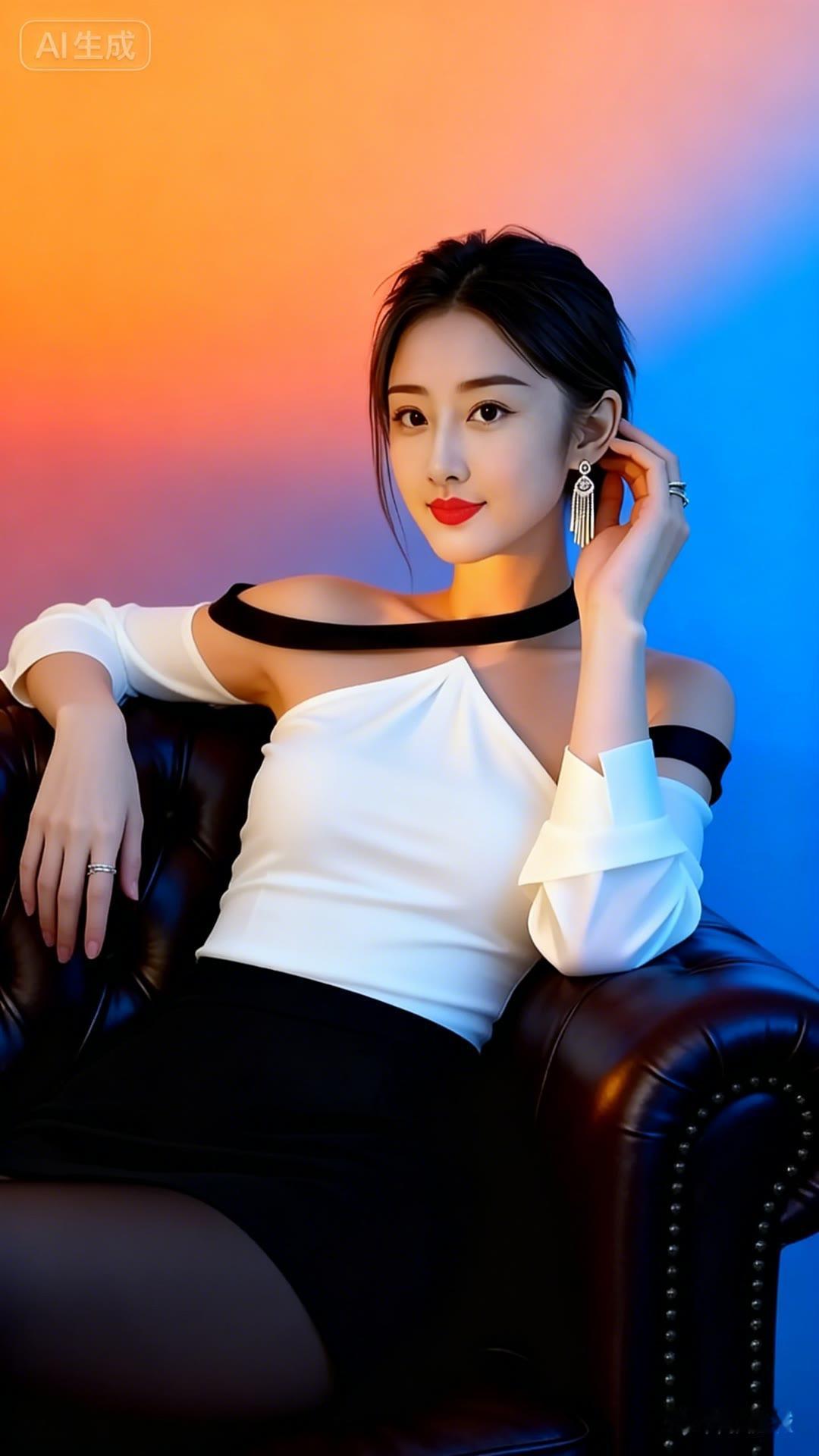 优雅黑裙与白衣的完美碰撞，复古与现代的完美融合。