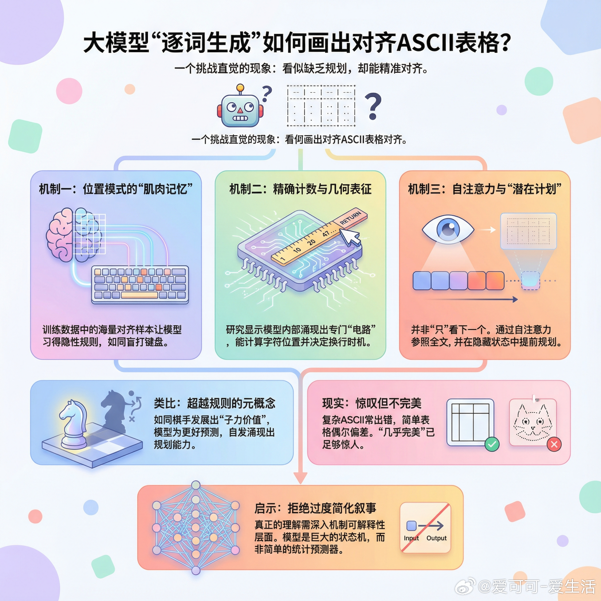 【大模型只看下一个词，为何能画出对齐的ASCII表格？】一个看似简单却直击本质的