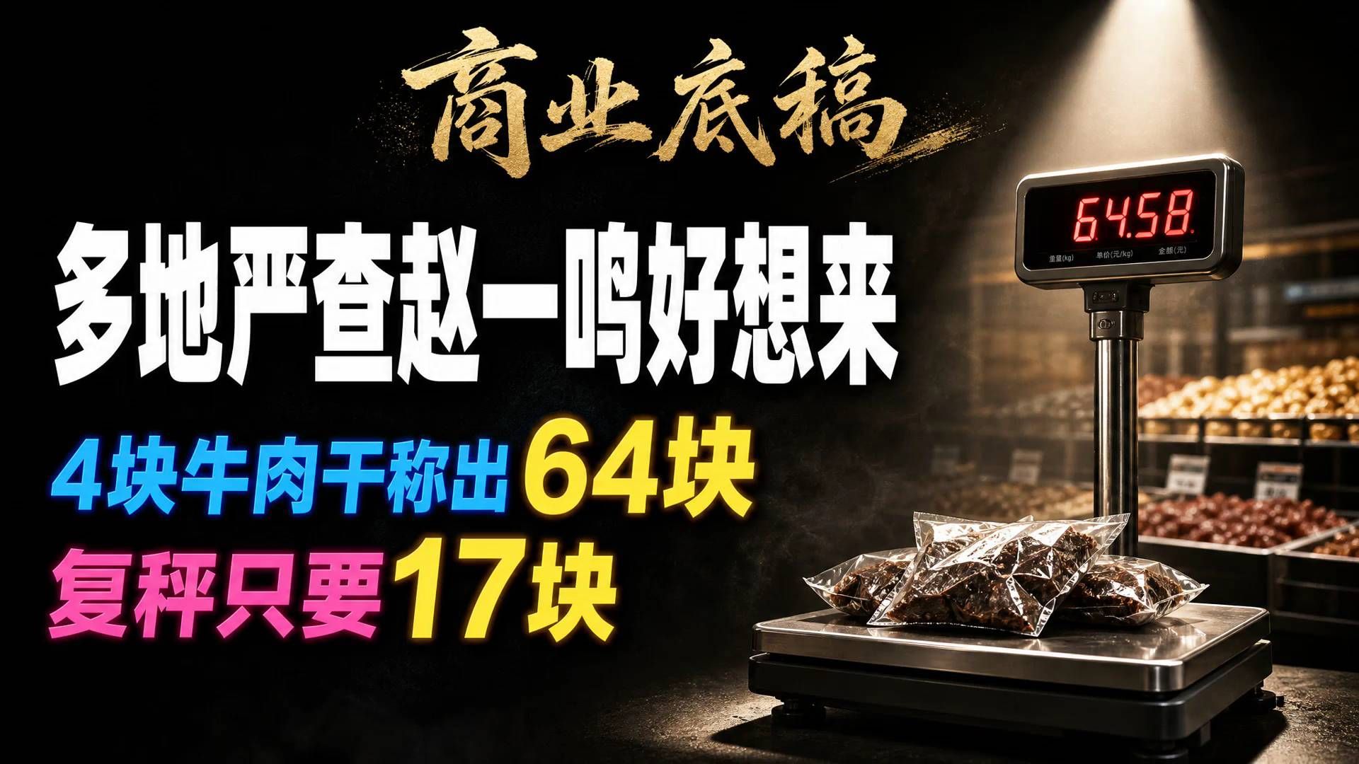 多地市监局同时出手，严查赵一鸣、好想来 4块牛肉干称64块，复秤17块#赵一鸣零食 #好想来 #热点