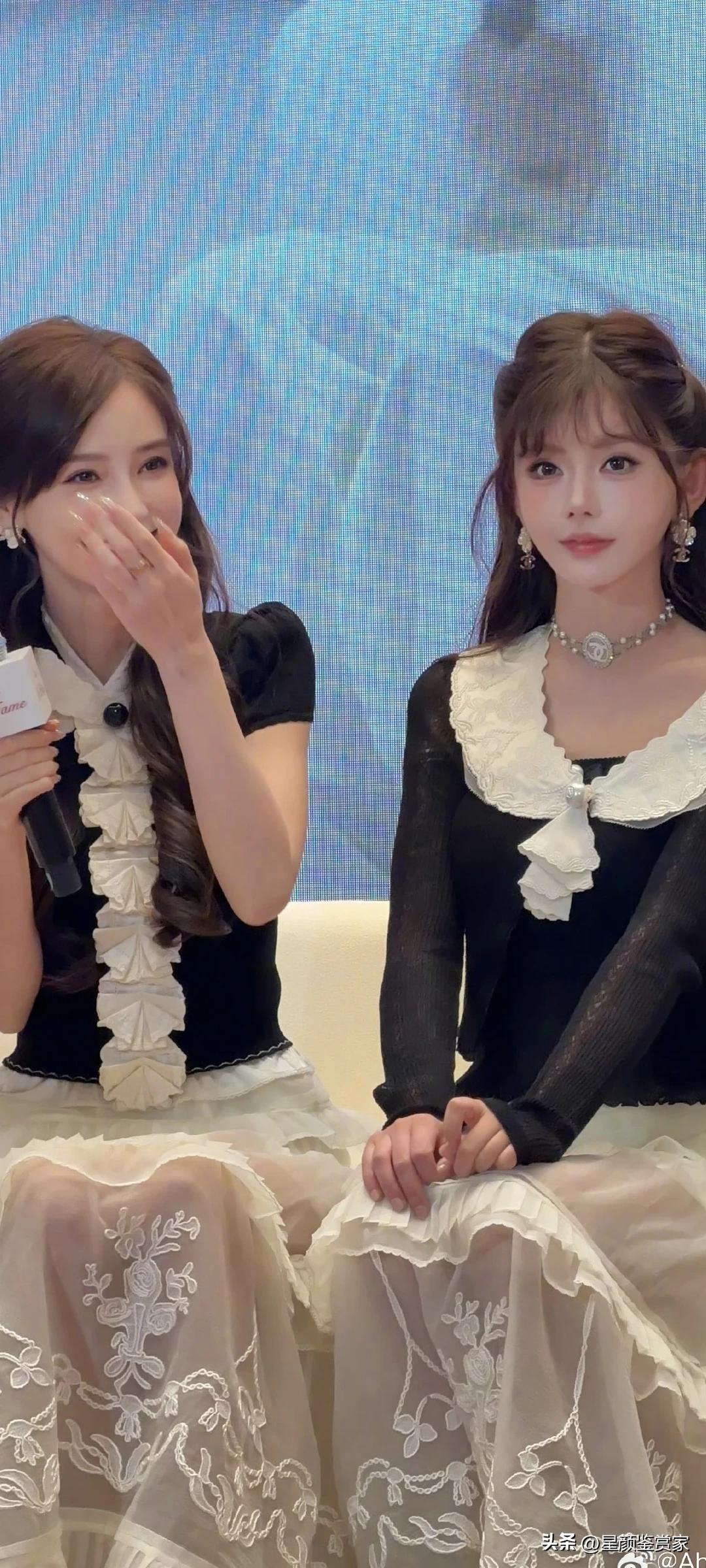 韩安冉晒出和Angelababy的未修图，Angelababy的骨相确实很好，颜