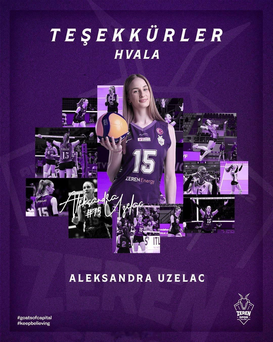 女排 🇹🇷 泽仁女排告别三名球员🇷🇸 亚历山德拉·乌泽拉茨 ➡️ 🇹?