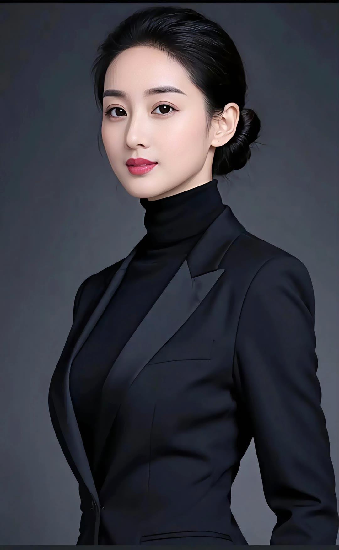 优雅黑衣女郎，自信满满，气场全开！