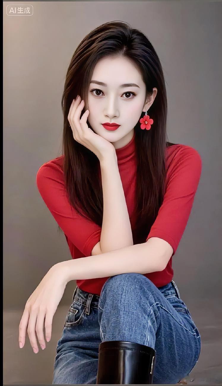 红衣美人倚，花钿映秋光。