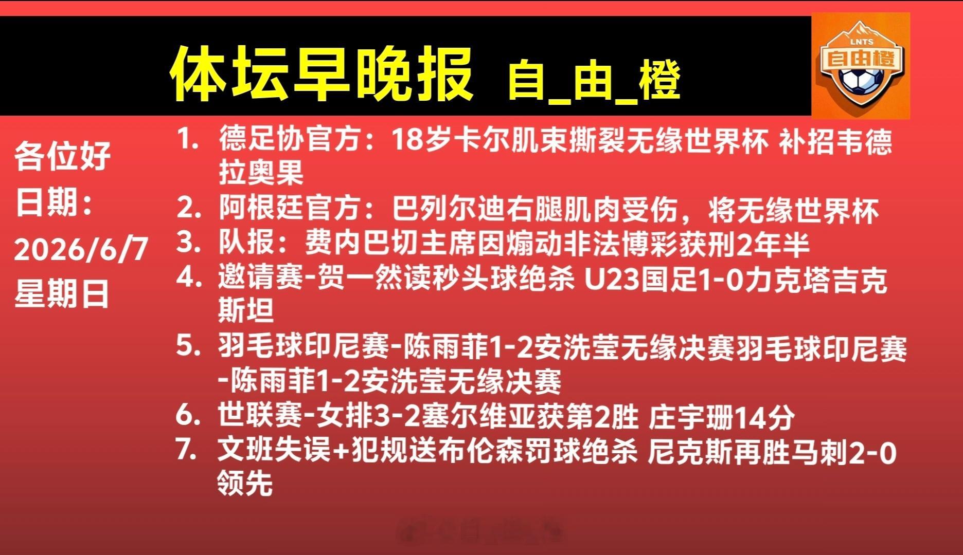 自由橙体坛早晚报每日橙语