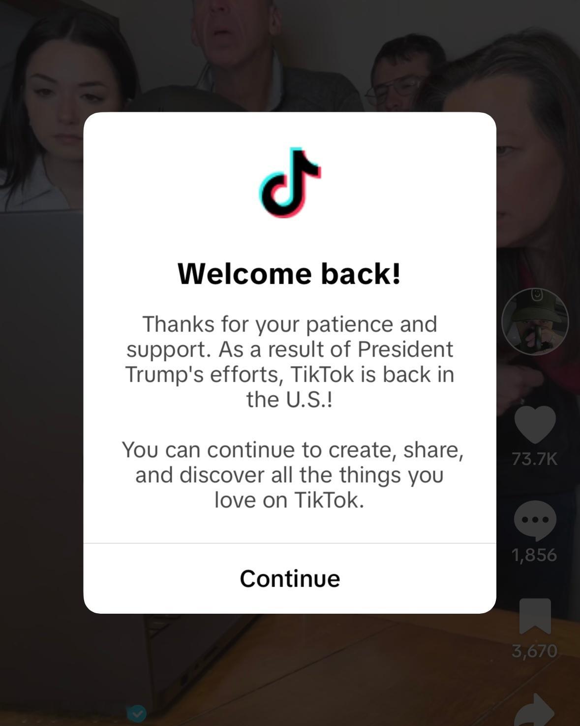 清早起床打开TikTok，发现了一条新的弹窗声明。以下是TikTok声明全文。欢