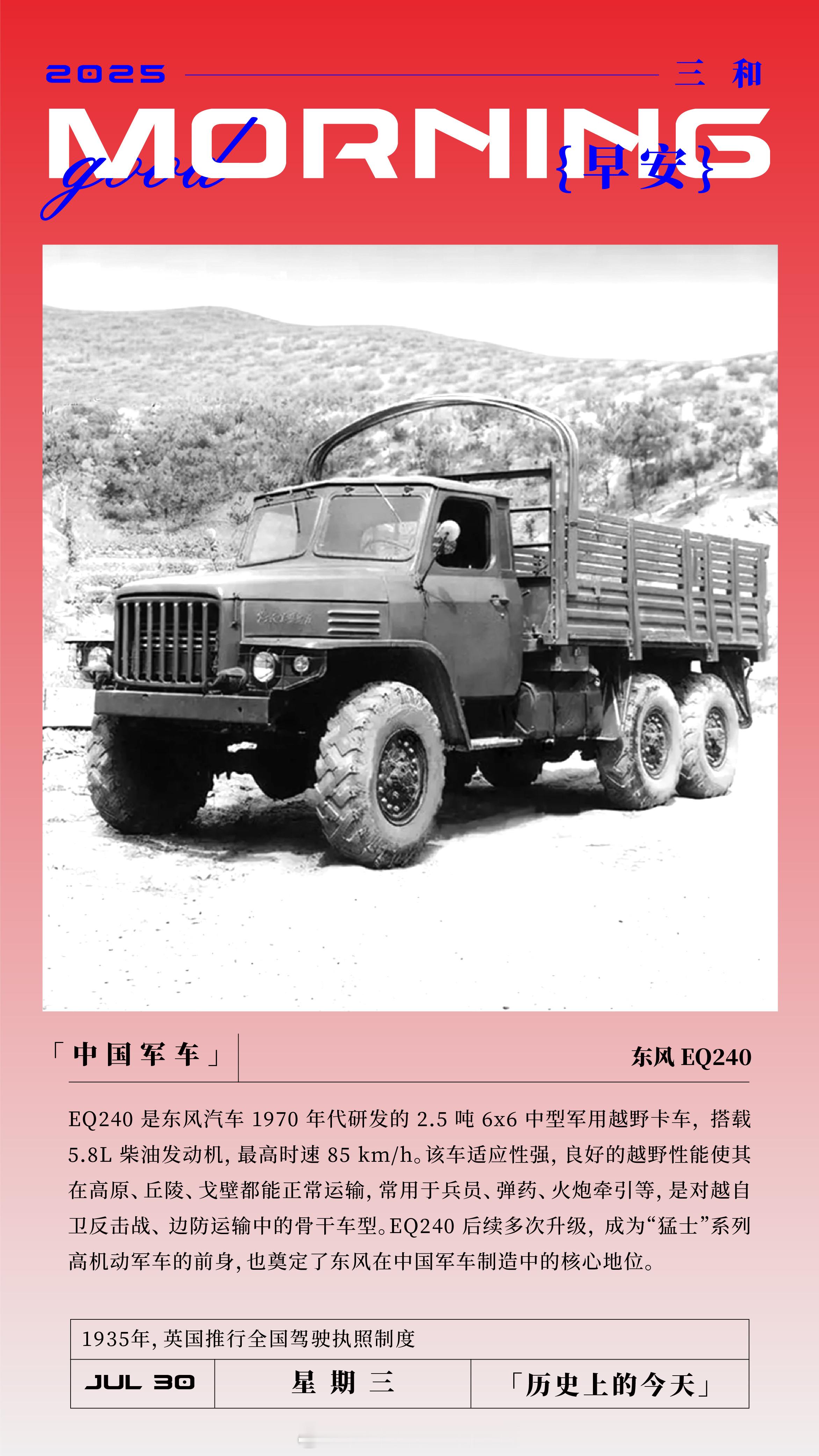 「中国军车」东风 EQ240EQ240 是东风汽车1970年代研发的2.5吨6x