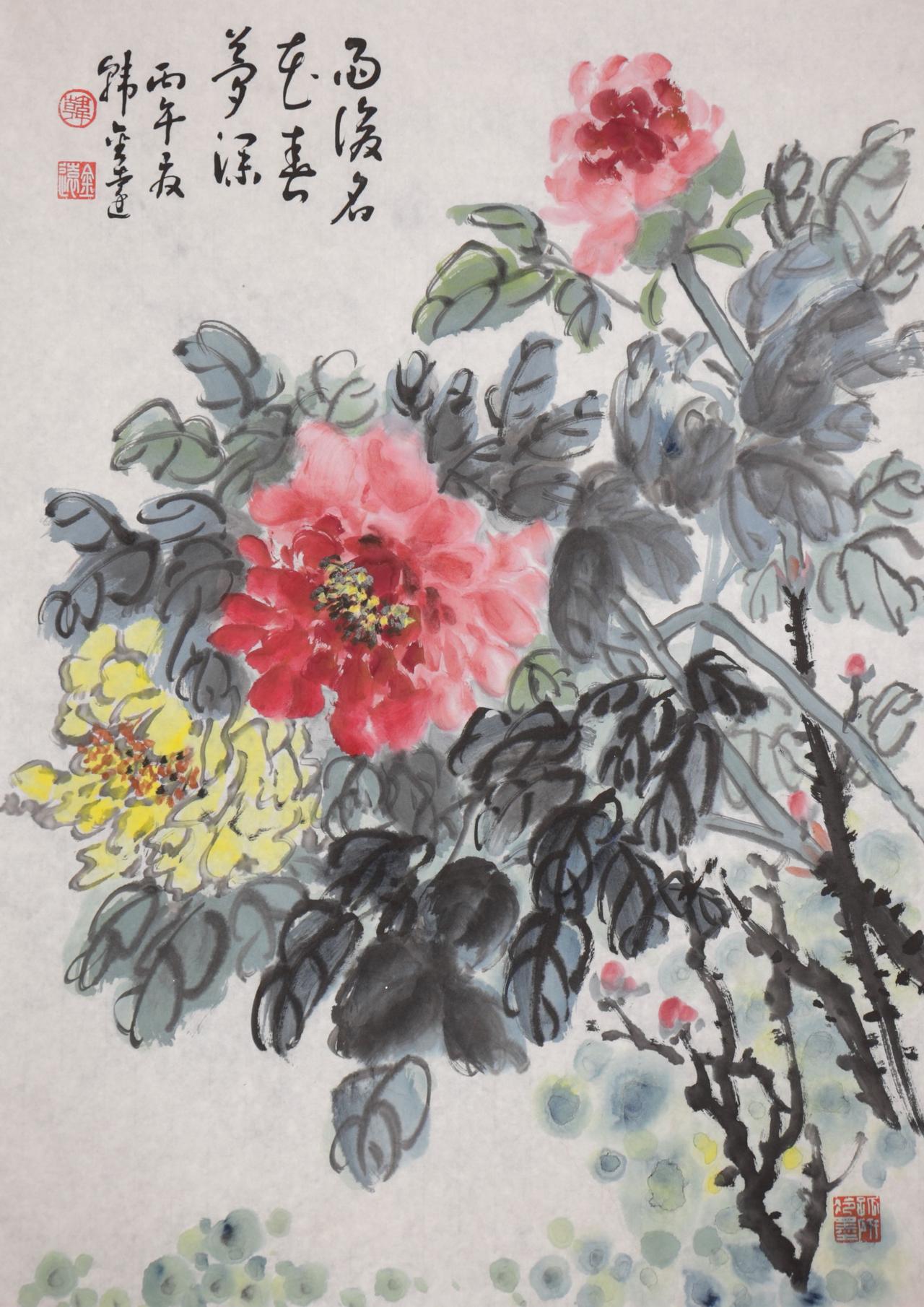 雨后名花春梦深，韩金远笔下的牡丹风骨

在当代写意花鸟画坛，韩金远先生的牡丹作品
