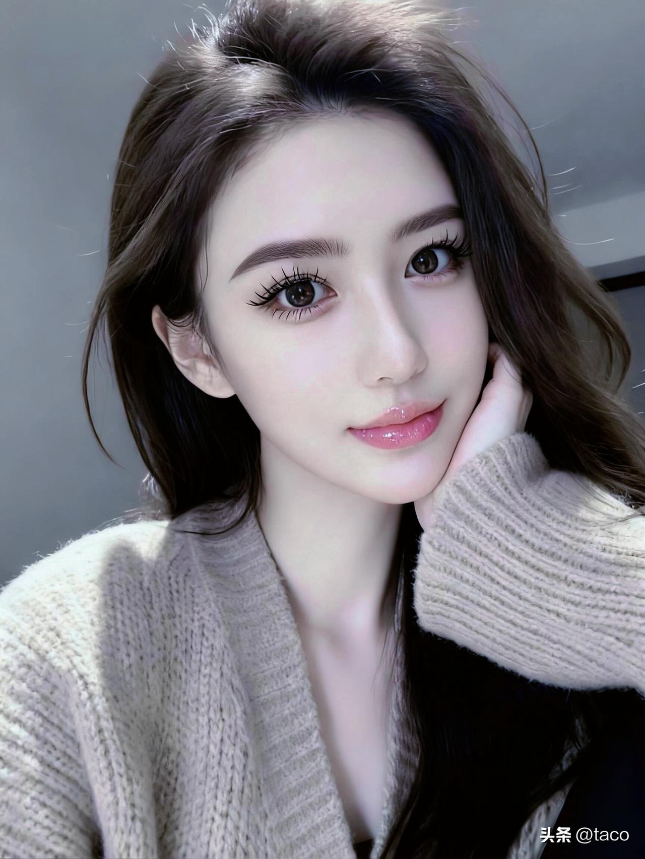 温柔甜美的少女，浅笑嫣然，冬日暖阳下的温暖时光。🌞💕