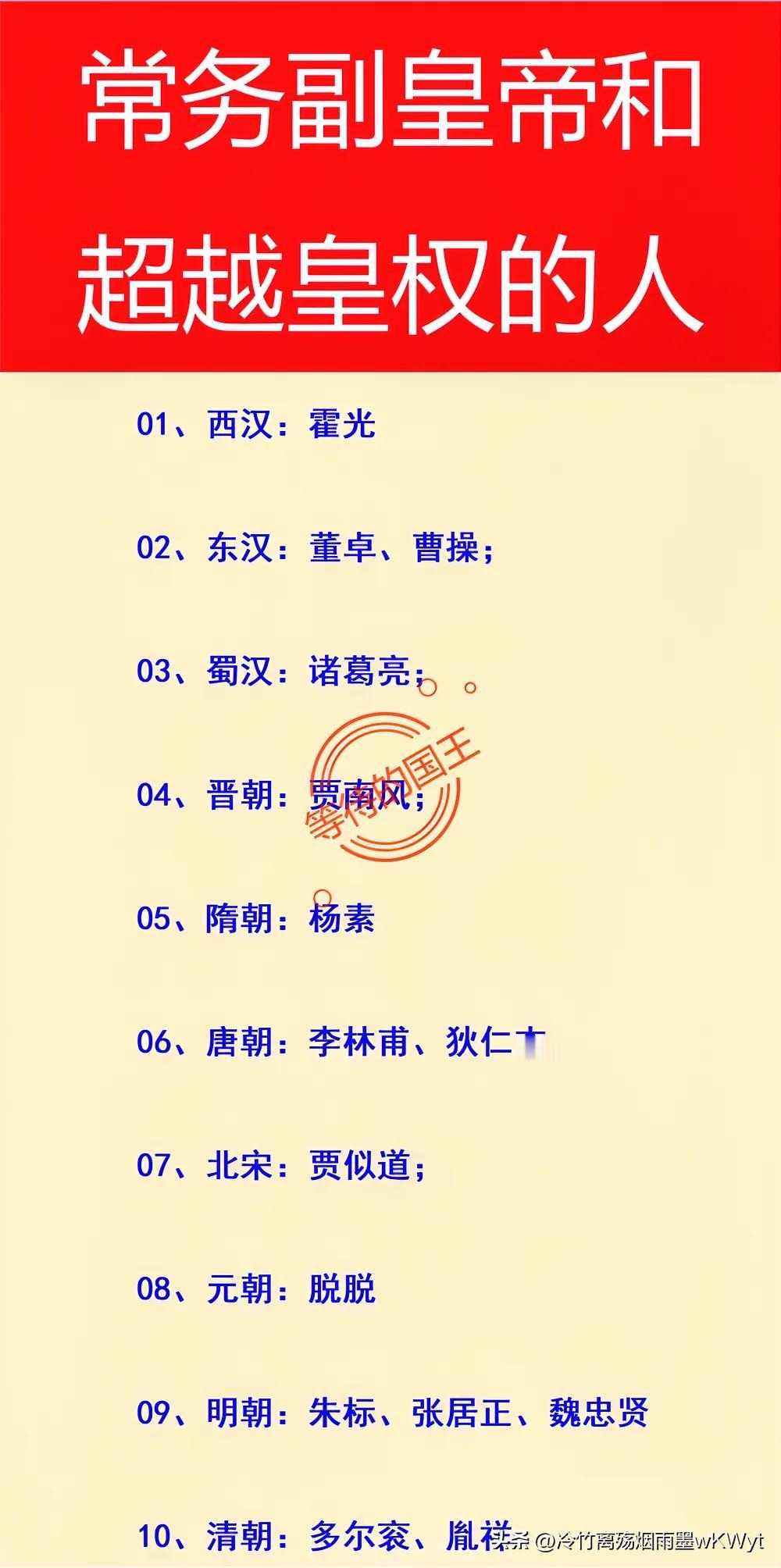 多尔衮：常务副皇帝；
霍光：常务副皇帝；
朱标：常务副皇帝；


他们虽然没有正