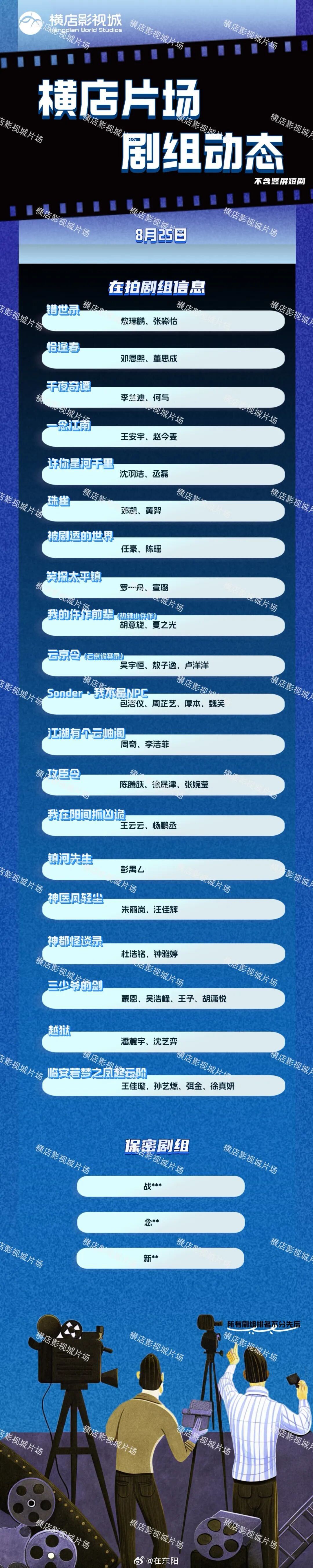 东阳身边事 本周在横店拍剧组一览 ​​​