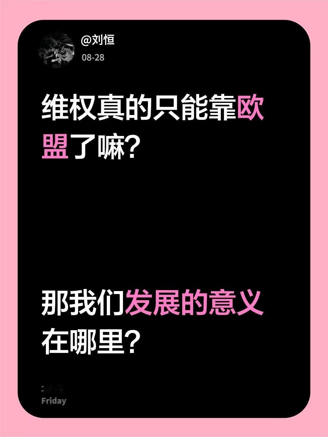 维权只能靠欧盟？搞笑了吧！维权真的只能靠欧盟了嘛？那我们发展的意义在哪里？