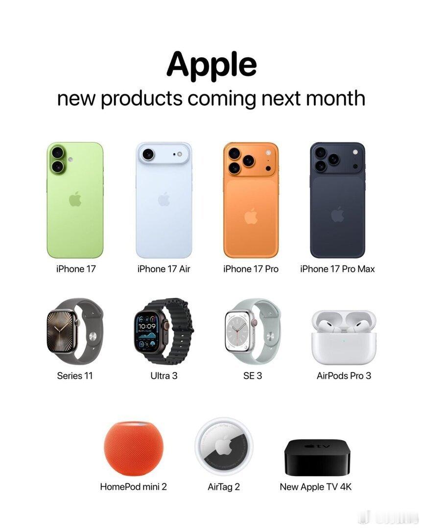 外媒爆料，今年的苹果新品除了iPhone17系列之外，还有Apple Watch