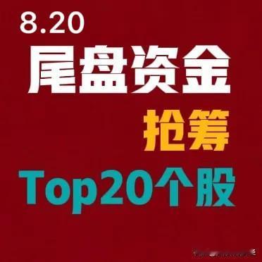 2026‑08‑20 A股尾盘14:30‑15:00资金抢筹前20:

1. 新