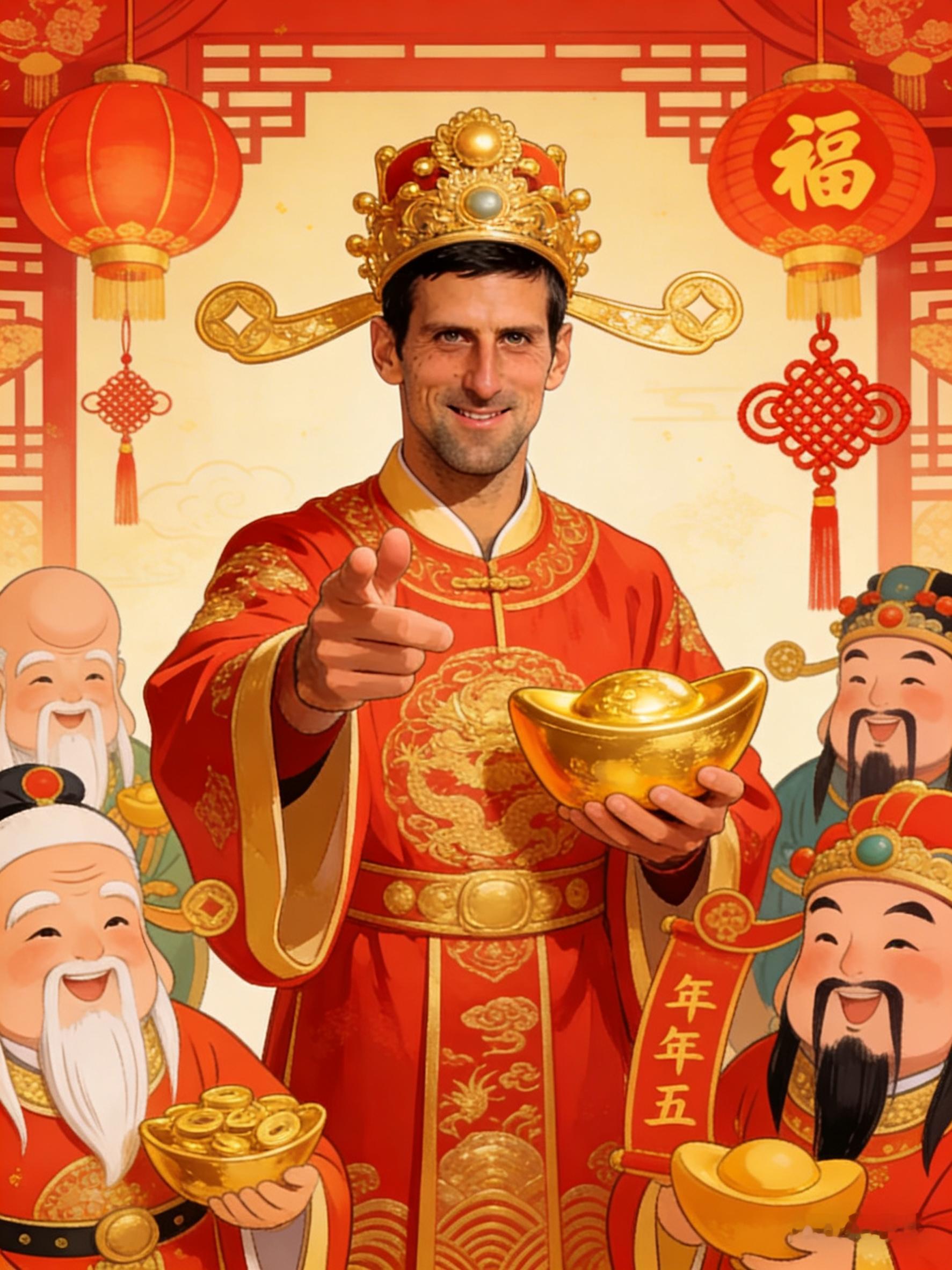 大年初五迎财神 三位男子网坛财神爷来了祝大家马年多赚钱💰体育大赏网球