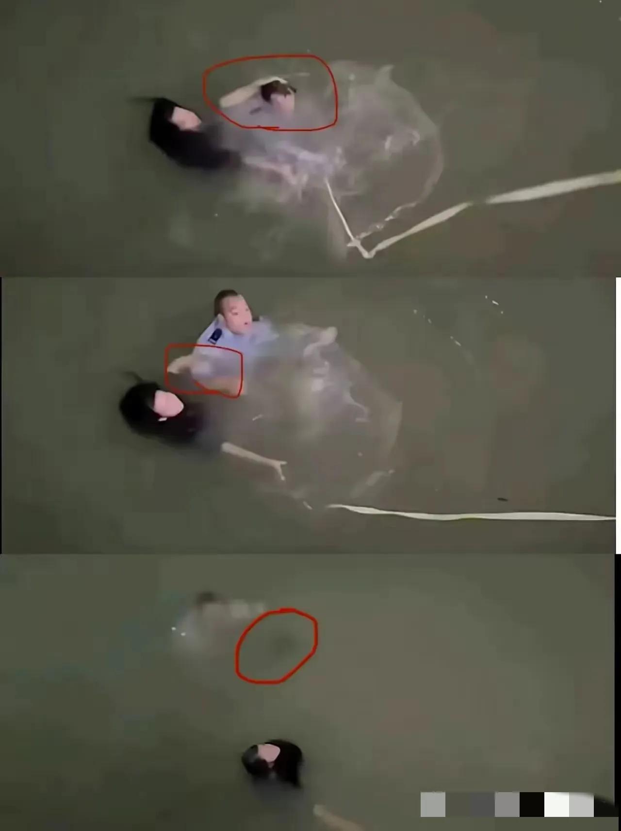 这女的是自己轻生，民警下去救它，它两次把民警的头按水里，最后它获救了
第一次警察
