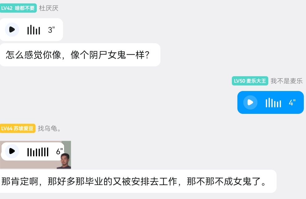 当你毕业了还要干活belike。我只看到了两个命苦的人。 