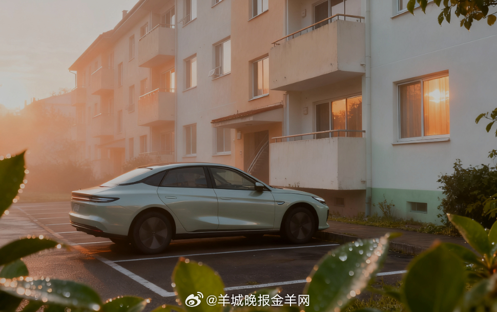#早安[超话]# 晨光中的小区楼下，车辆停在熟悉的车位，晨露点缀绿植，空气中弥漫