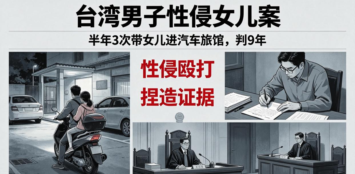 台湾一男子性侵殴打女儿，半年内3次骑机车带女儿进汽车旅馆，事后捏造证据抹黑女儿，