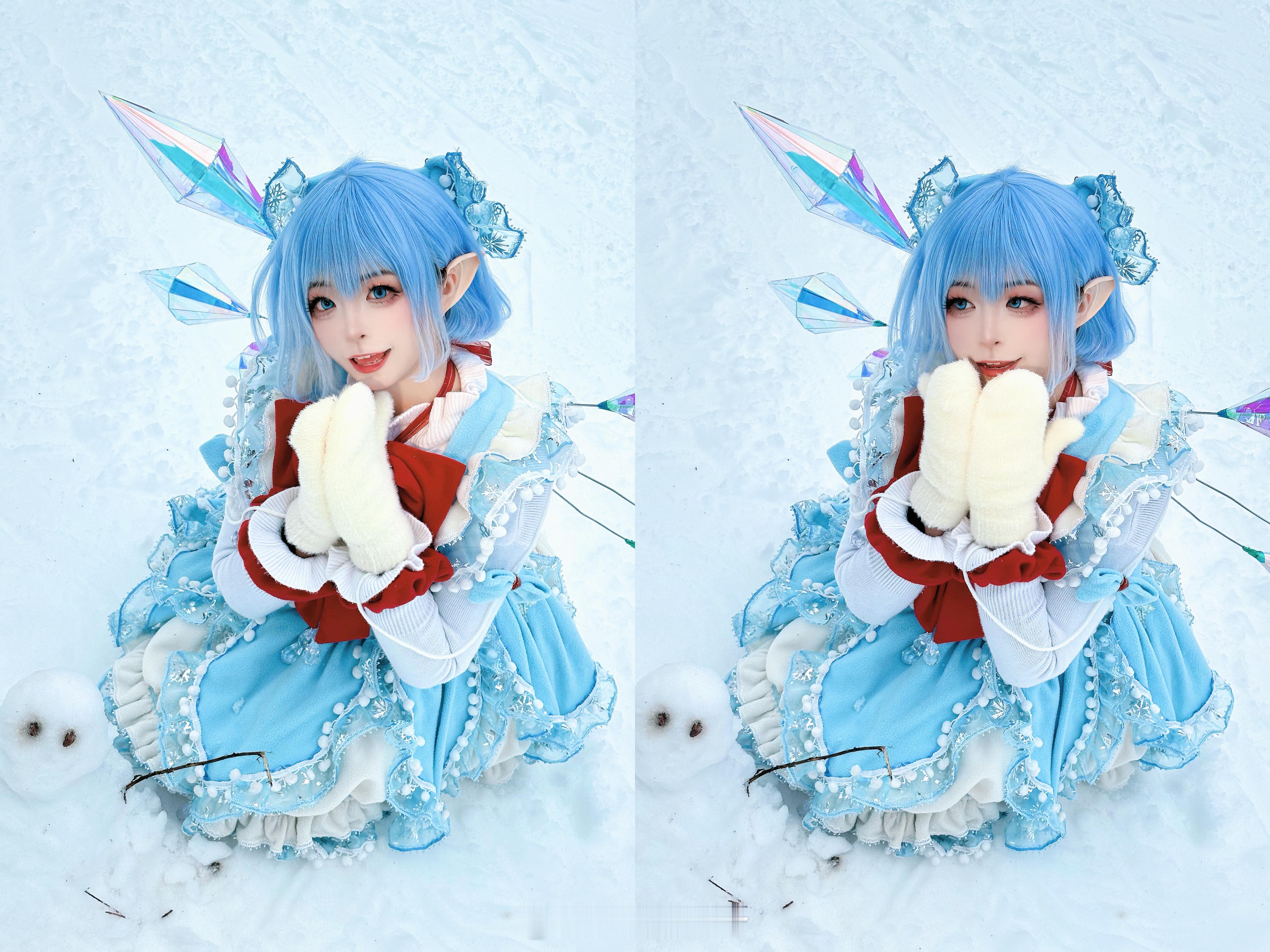 #东方project[超话]##琪露诺# 好⑨不见[汪洋海蓝比心]南方人也玩上雪