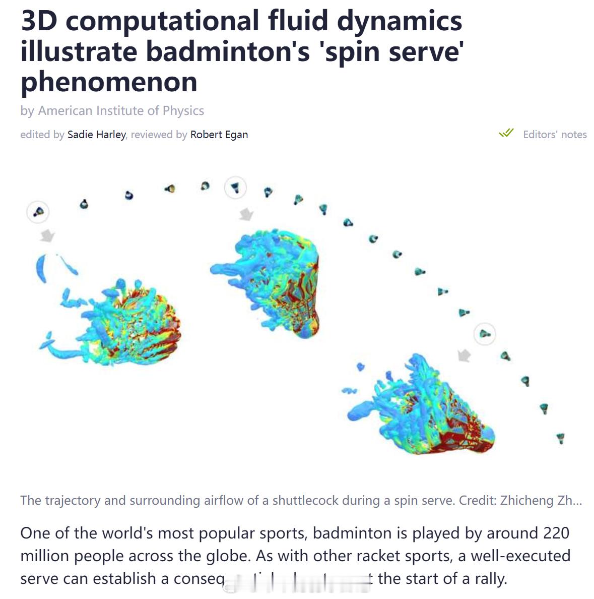 Shuttlecock trajectory during spin serve