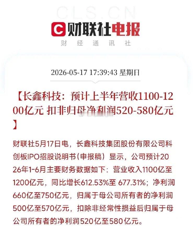 长鑫科技IPO招股书曝光：半年净利超500亿，国产DRAM霸主即将登陆科创板今天