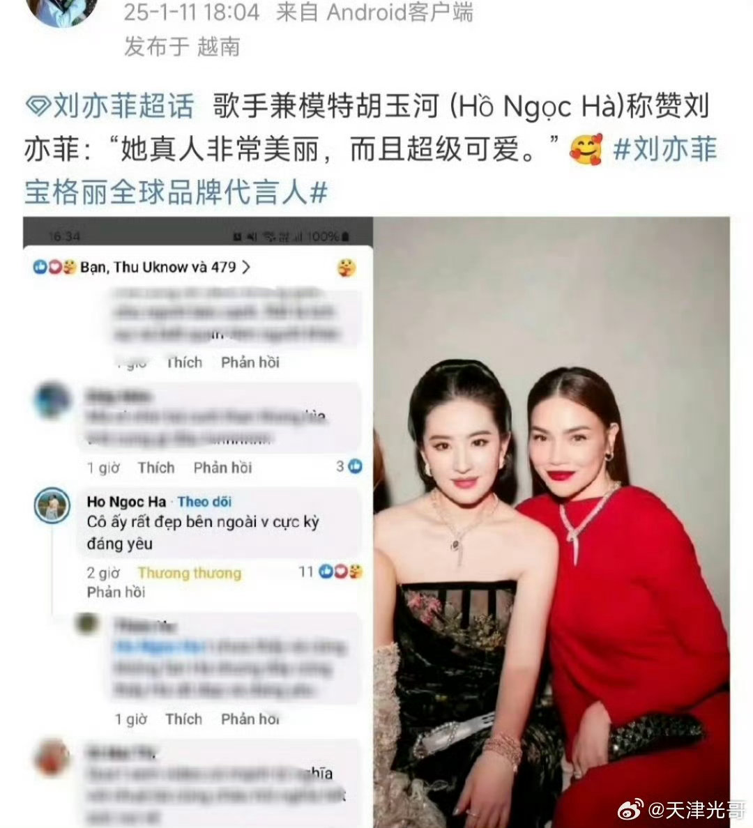 被裁掉越南女星曾称赞刘亦菲被刘亦菲裁掉的越南女星曾称赞刘亦菲宝格丽晚宴合照风波，