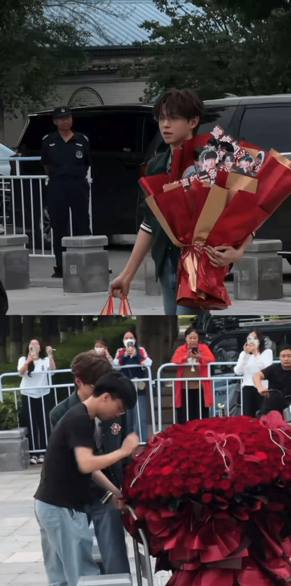 当何浩楠给鹭卓递上玫瑰超燃青春的合唱被鹭卓和何浩楠的互动圈粉了！亲友团助阵排面十