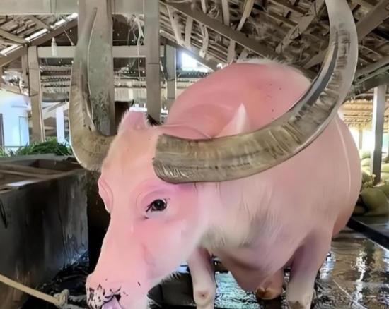 2001年，越南一大爷在泰国花费3400元买了一只浑身粉红的怪异水牛，20年后，