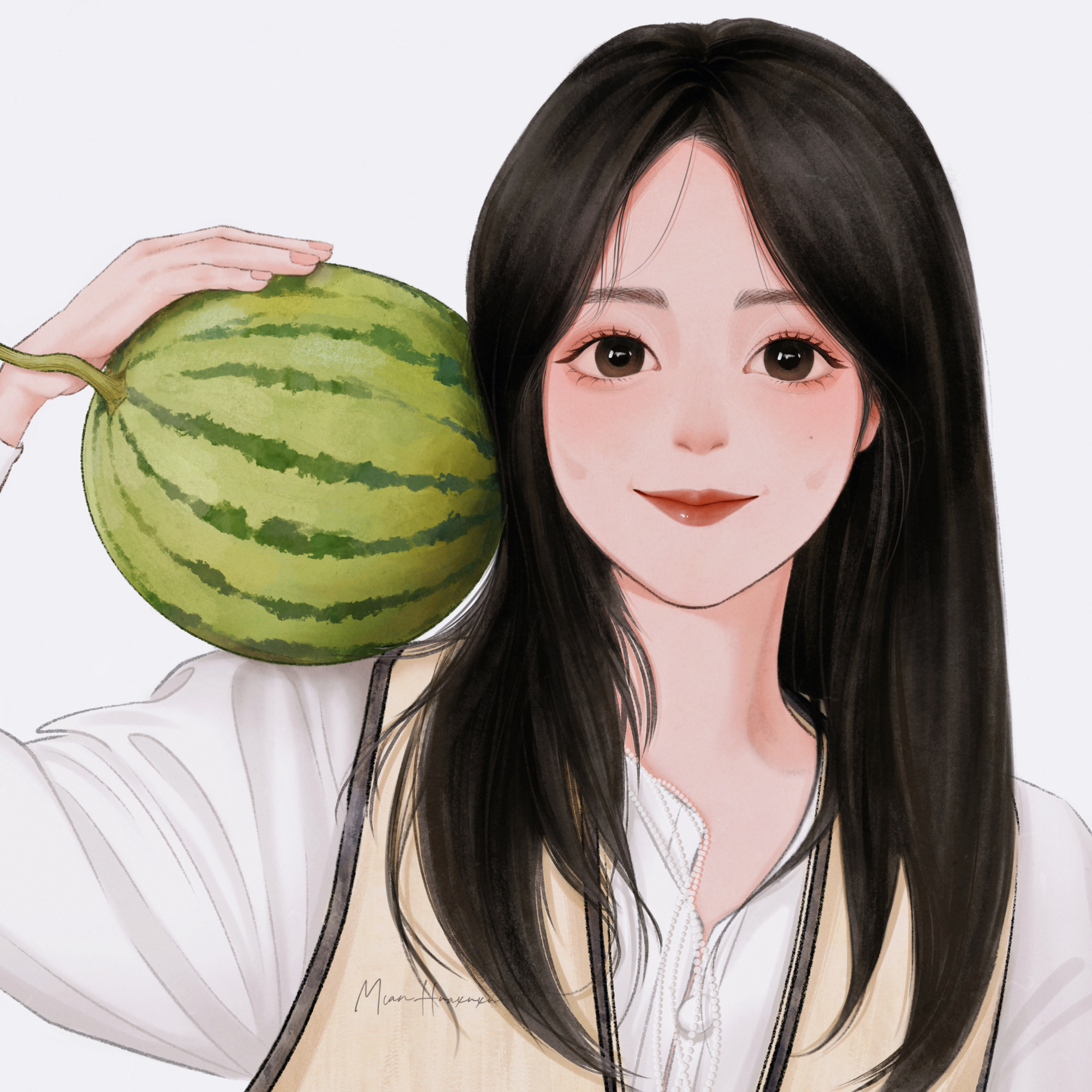 #杨紫[超话]# 又一个神仙大大的可爱图图快来看麦承欢扛🍉图 cr #杨紫#｜