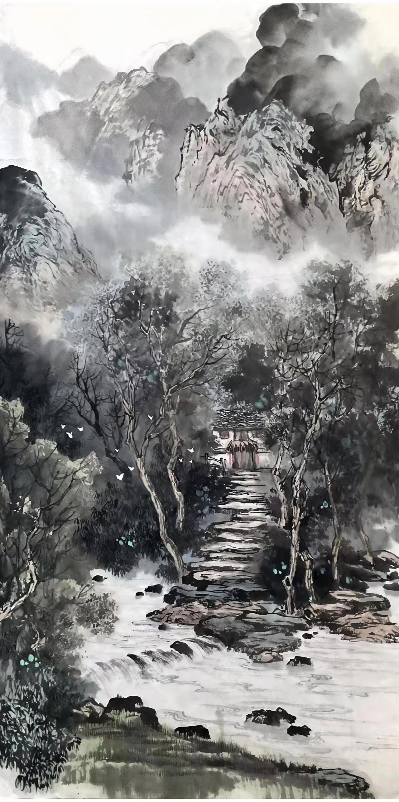 《山居问道》水墨国画感受国画的意境 创作者中心 创作灵感 山水写意