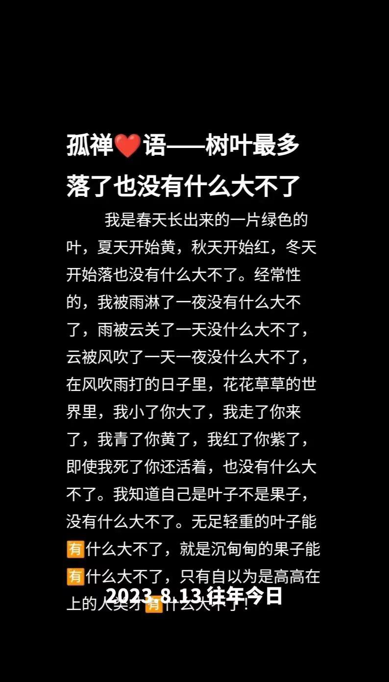 往年今日孤禅❤语秋天树叶落了没有什么大不了的心情日记