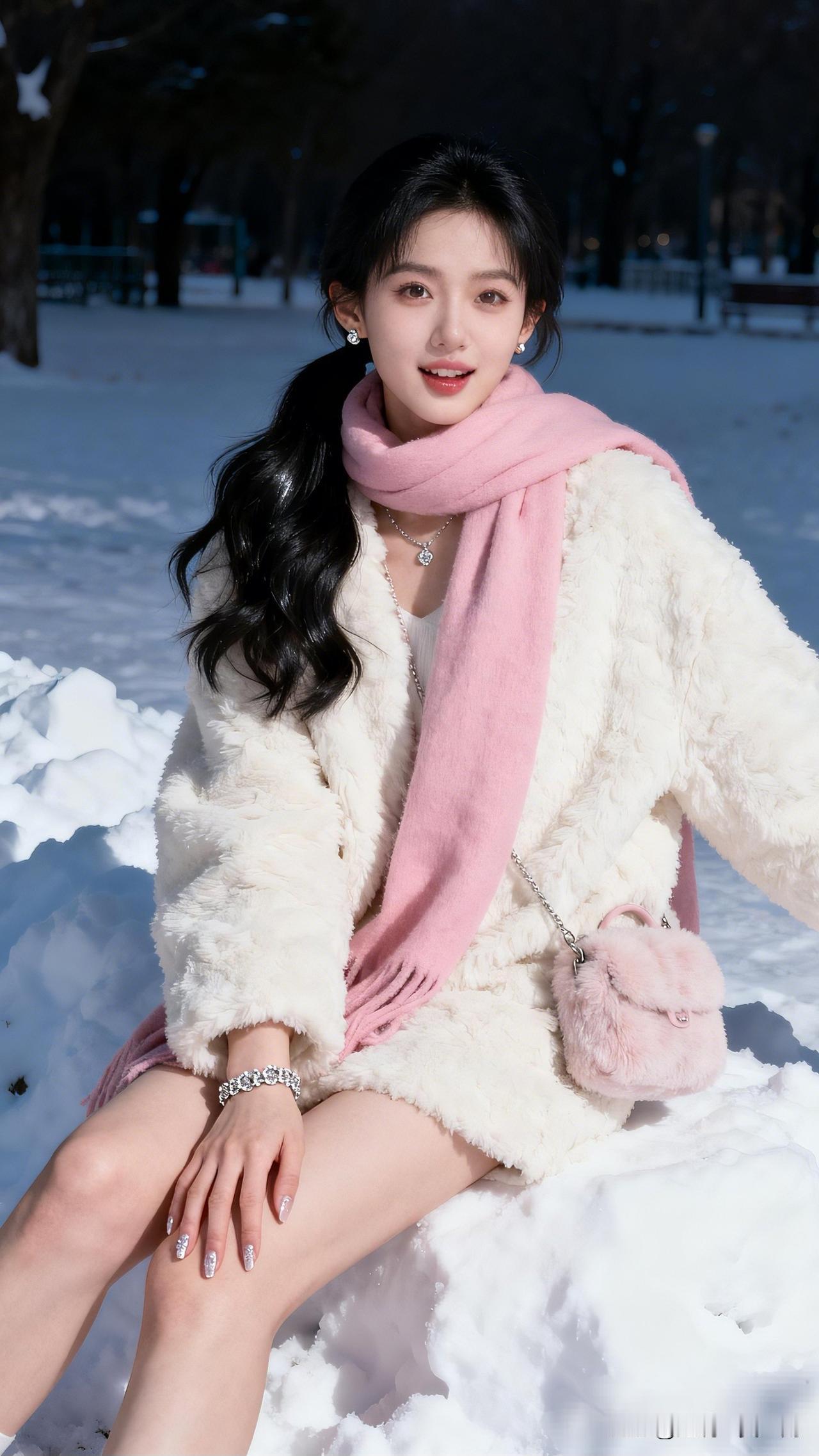 雪中少女笑，粉妆映寒梅。晒晒最近的照片 冬日暖阳下，粉裙飘飘，甜美少女在雪地中绽