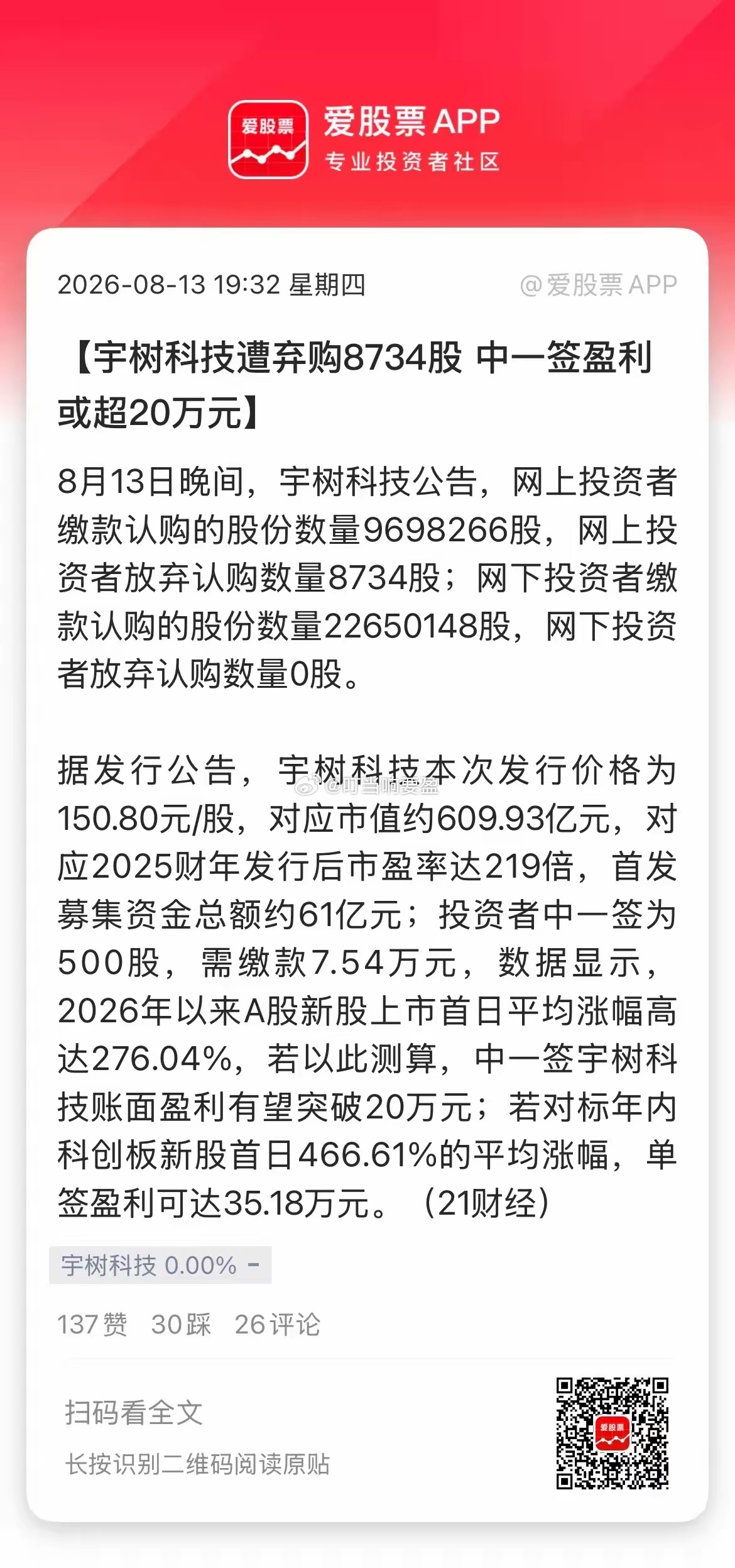 宇树科技都有人弃购，A股真是林子大了什么鸟都有，送钱都不要！要知道宇树网上中签率