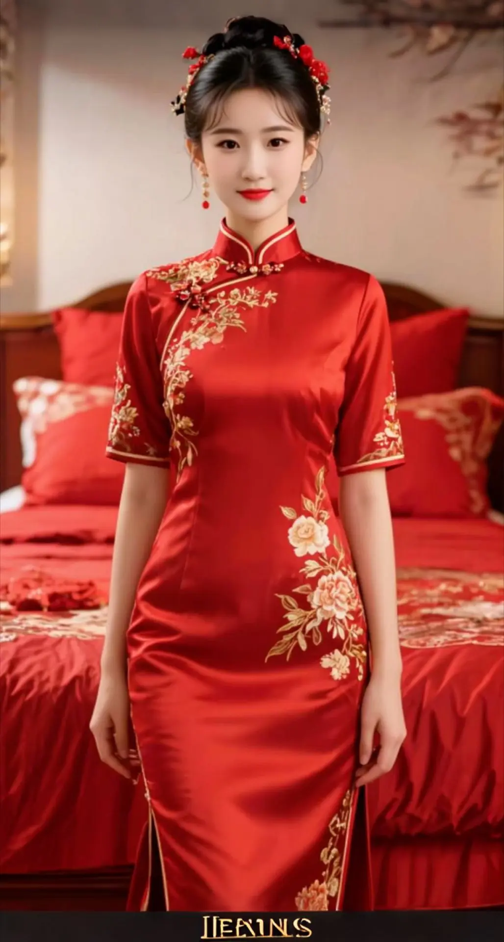 AI扩图 AI中式旗袍照
