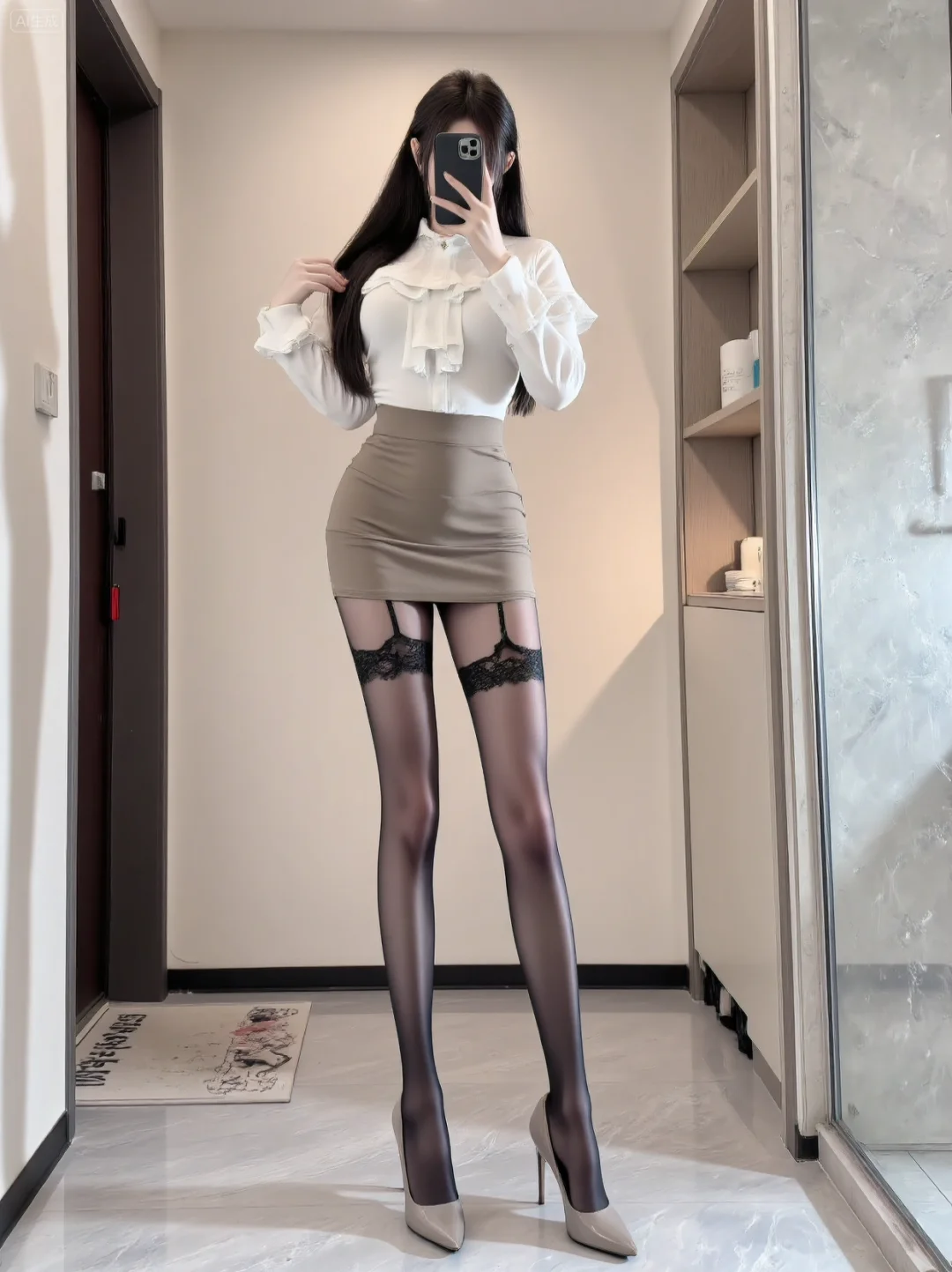 当包臀裙遇上吊带袜