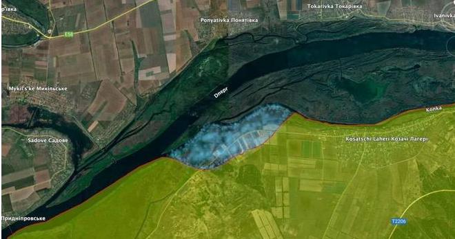 经过乌军数月的反攻，成功地越过了后面的康卡河，在此前收复的科扎奇拉杰里Kozac