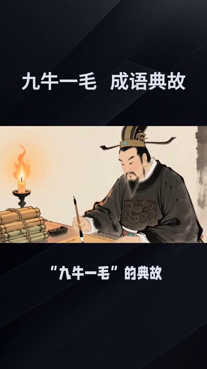 九牛一毛成语典故。
"九牛一毛"的典故出自西汉司马迁《报任安书》。司马迁因替李陵