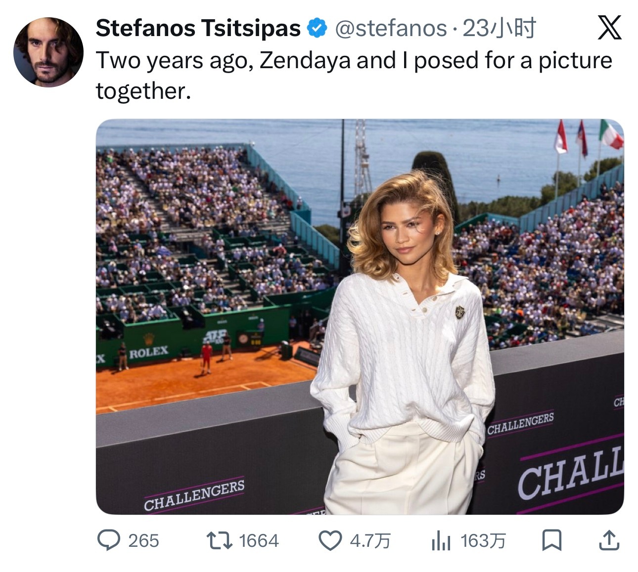 我才看到西西帕斯昨天发的这条推，有点淡淡的幽默感了！西西帕斯今年flop 后，好